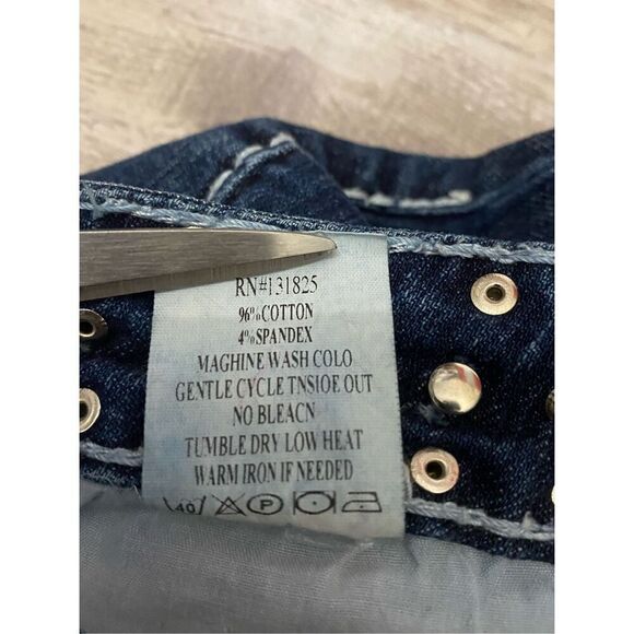 Miss Chic Boot Cut Jeans Rhinestone Studded Flap Pocket Women’s Junior’s Sz 9 - Picture 5 of 9